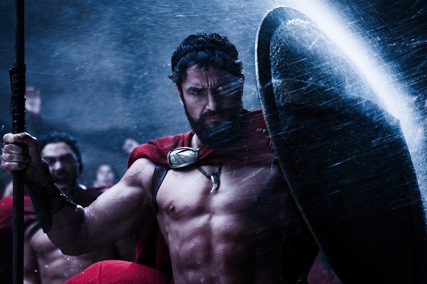 Gerard Butler jako král Leonidas v 300: Bitva u Thermopyl.