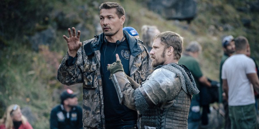 Petr Jákl a herec Ben Foster během natáčení Jana Žižky