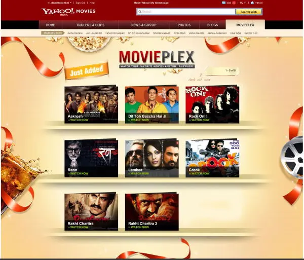 Yahoo! Movieplex - Bollywood na pár kliknutí (ale klasicky s omezením)