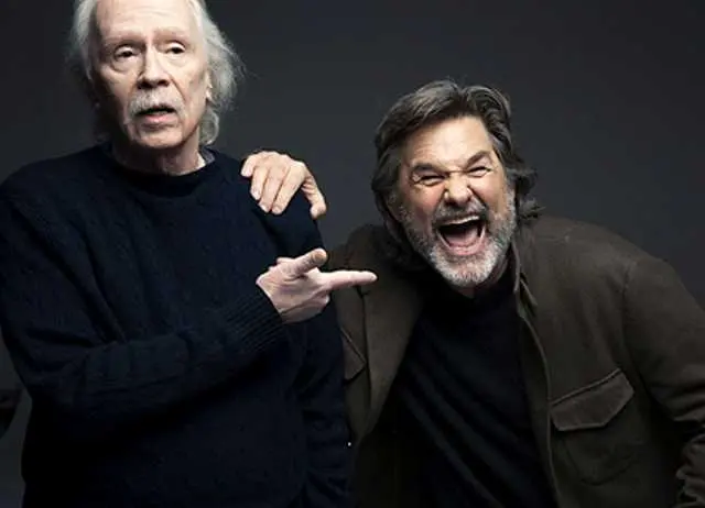 John Carpenter se svým dvorním hercem Kurtem Russellem při focení pro časopis Empire