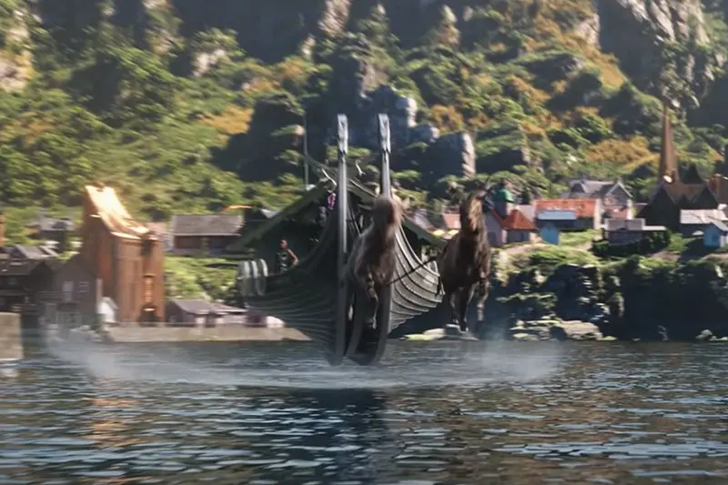 Vikingská loď tažená kozami, Zeus, král Valkýra a Jane s Mjolnirem. Thor 4 všem zamotal hlavy