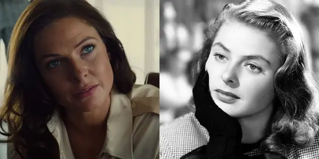 Rebecca Ferguson (Mission: Impossible: Národ grázlů) a Ingrid Bergman (Pochybná žena) 