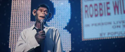 Better Man boduje opičím Robbiem Williamsem. Dravý muzikál toho ale nedokáže využít