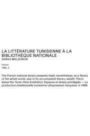 La littérature tunisienne à la Bibliothèque nationale de France
